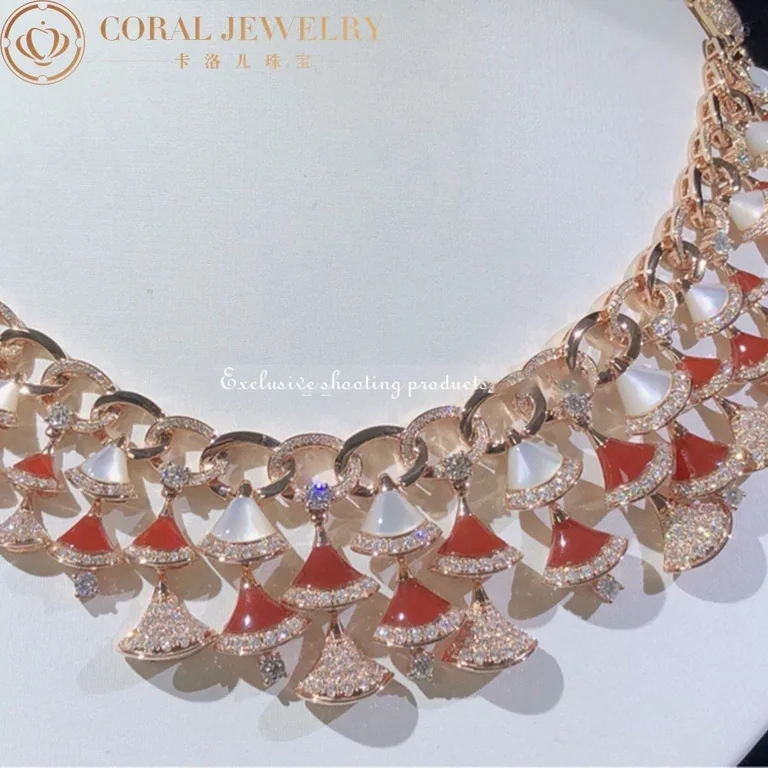 Bulgari Divas? Dream 354092 Necklace Rose Gold with Carnelian Mother-of-pearl and Diamonds High Jewelry 11