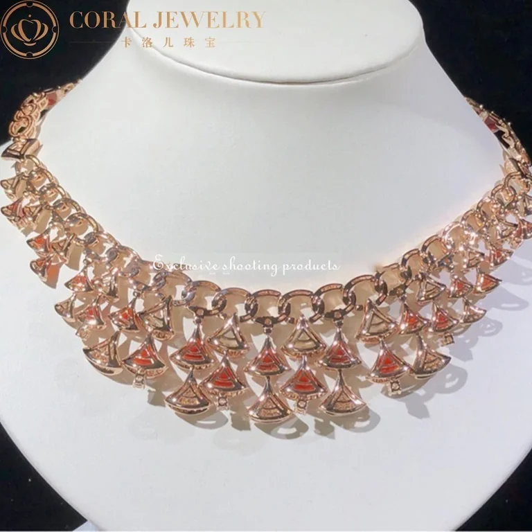 Bulgari Divas? Dream 354092 Necklace Rose Gold with Carnelian Mother-of-pearl and Diamonds High Jewelry 10