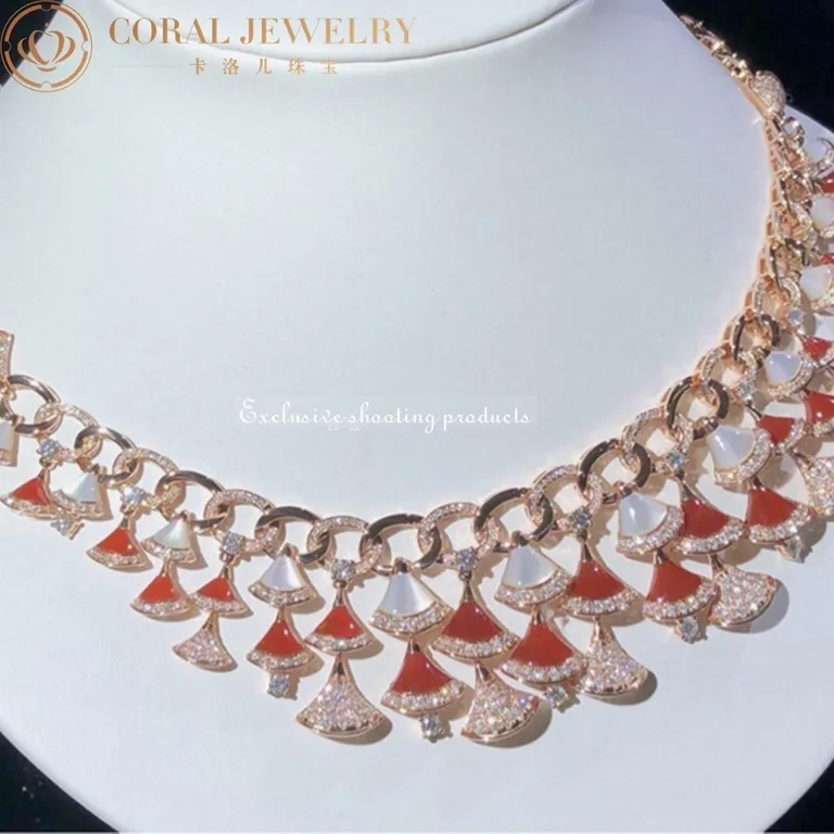 Bulgari Divas? Dream 354092 Necklace Rose Gold with Carnelian Mother-of-pearl and Diamonds High Jewelry 9