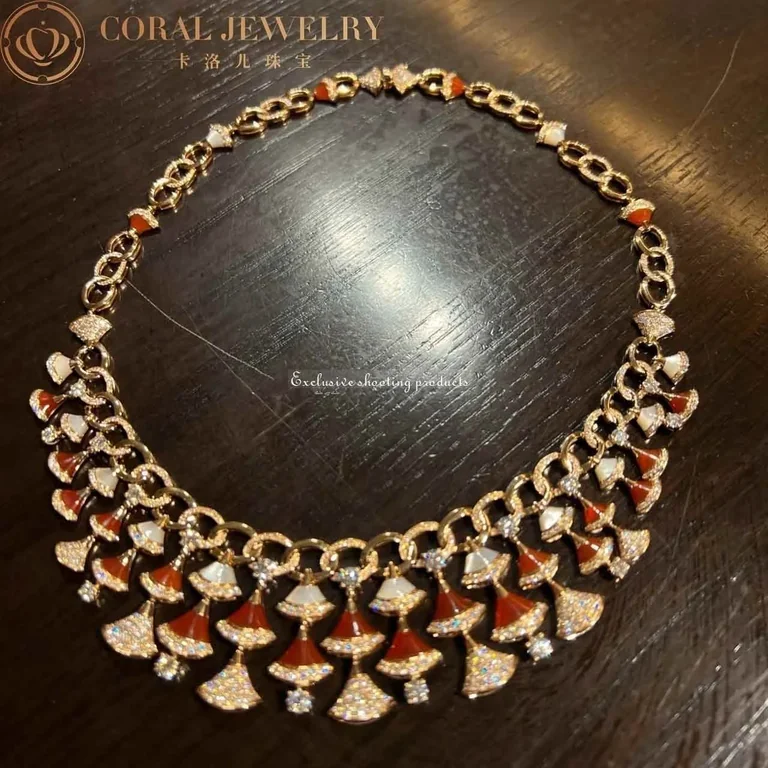 Bulgari Divas? Dream 354092 Necklace Rose Gold with Carnelian Mother-of-pearl and Diamonds High Jewelry 7