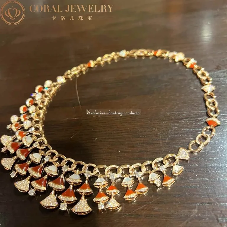 Bulgari Divas? Dream 354092 Necklace Rose Gold with Carnelian Mother-of-pearl and Diamonds High Jewelry 6