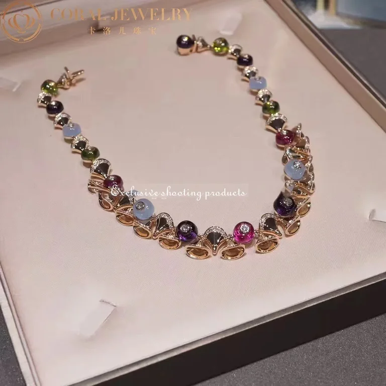Bulgari Divas? Dream 348355 Necklace Rose Gold with Diamonds and Gemstones 12