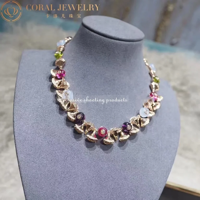 Bulgari Divas? Dream 348355 Necklace Rose Gold with Diamonds and Gemstones 10