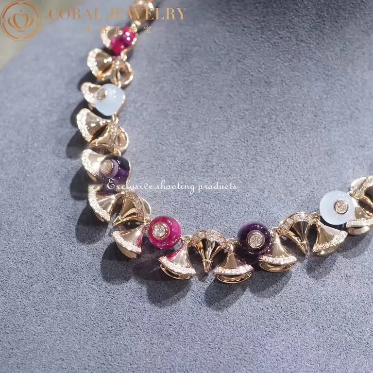 Bulgari Divas? Dream 348355 Necklace Rose Gold with Diamonds and Gemstones 9
