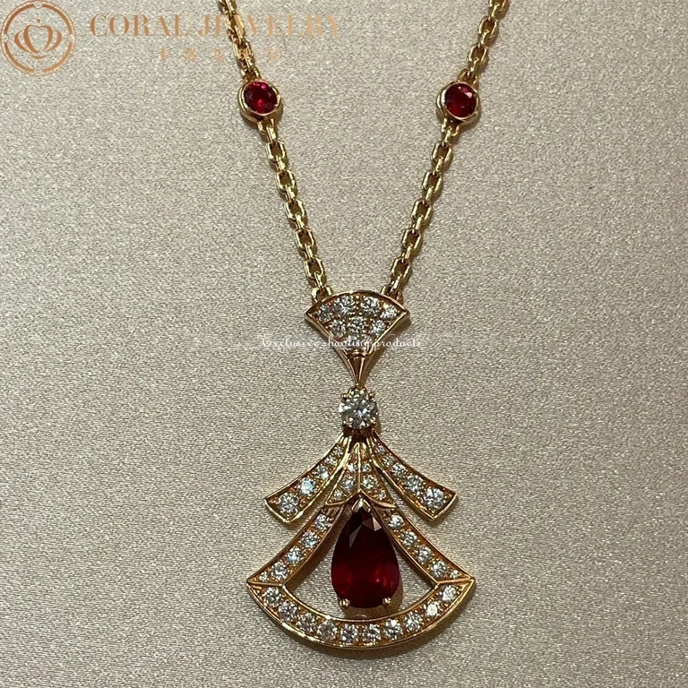 Bulgari Divas? Dream 356953 Necklace Rose Gold Set Rubies and Diamonds 3