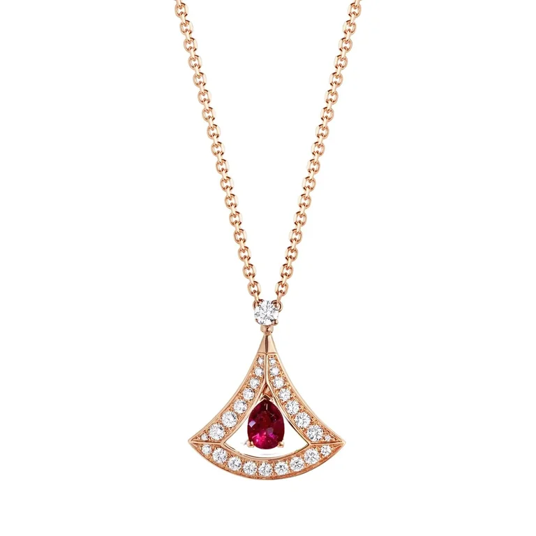 Bulgari Divas? Dream 354366-1 Necklace Rose Gold Set Ruby and Diamonds 1