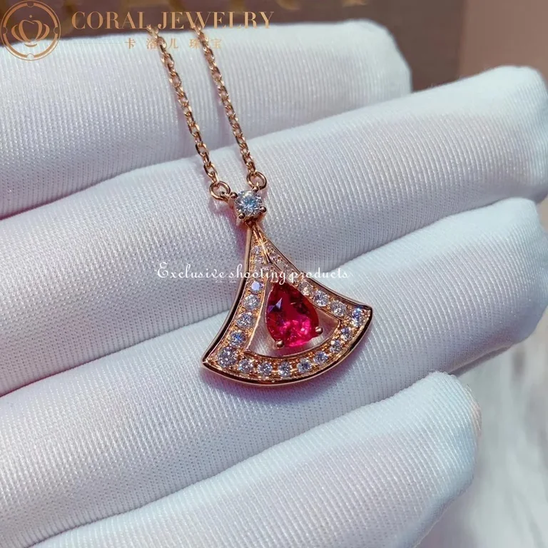 Bulgari Divas? Dream 354366-1 Necklace Rose Gold Set Ruby and Diamonds 4