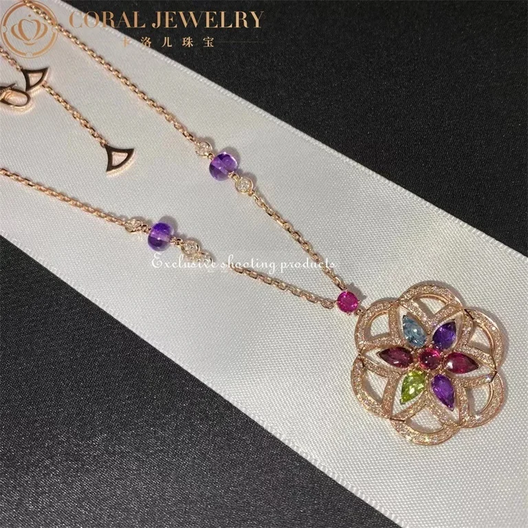 Bulgari Divas? Dream 355617 Necklace Rose Gold Set with Coloured Gemstones and Pav� Diamonds 3