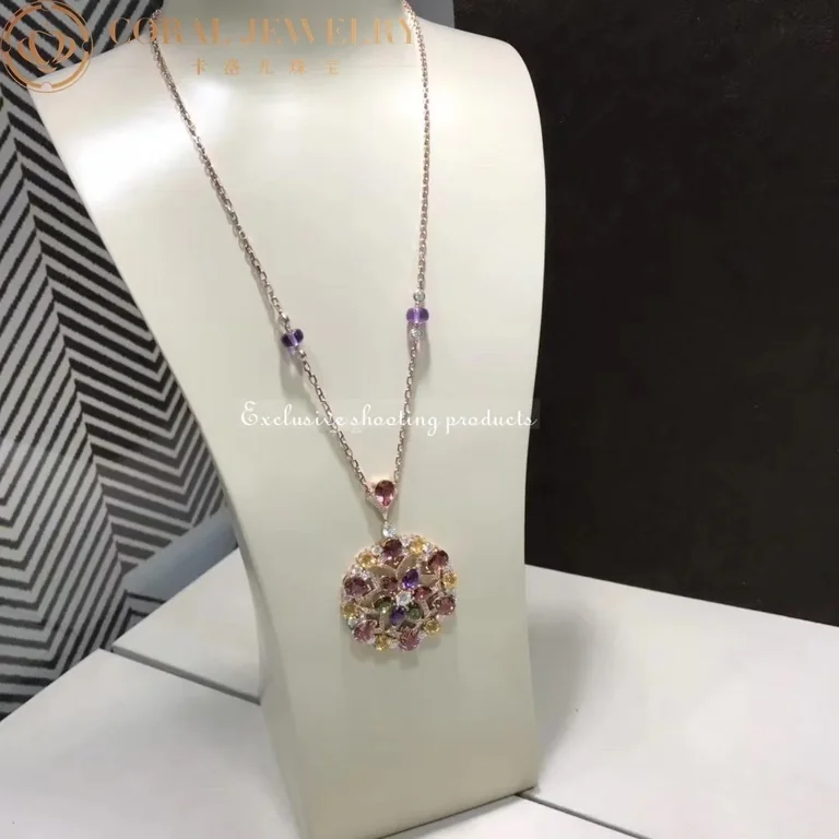 Bulgari Divas? Dream 355907 Necklace Rose Gold Set with Coloured Gemstones and Pav� Diamonds 7