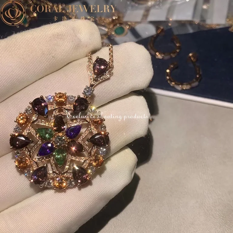 Bulgari Divas? Dream 355907 Necklace Rose Gold Set with Coloured Gemstones and Pav� Diamonds 3