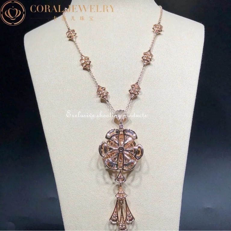 Bulgari Divas? Dream CL856457 Necklace Rose Gold Set Diamonds Flower Necklace 14