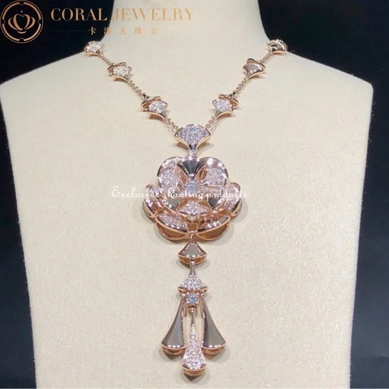 Bulgari Divas? Dream CL856457 Necklace Rose Gold Set Diamonds Flower Necklace 9