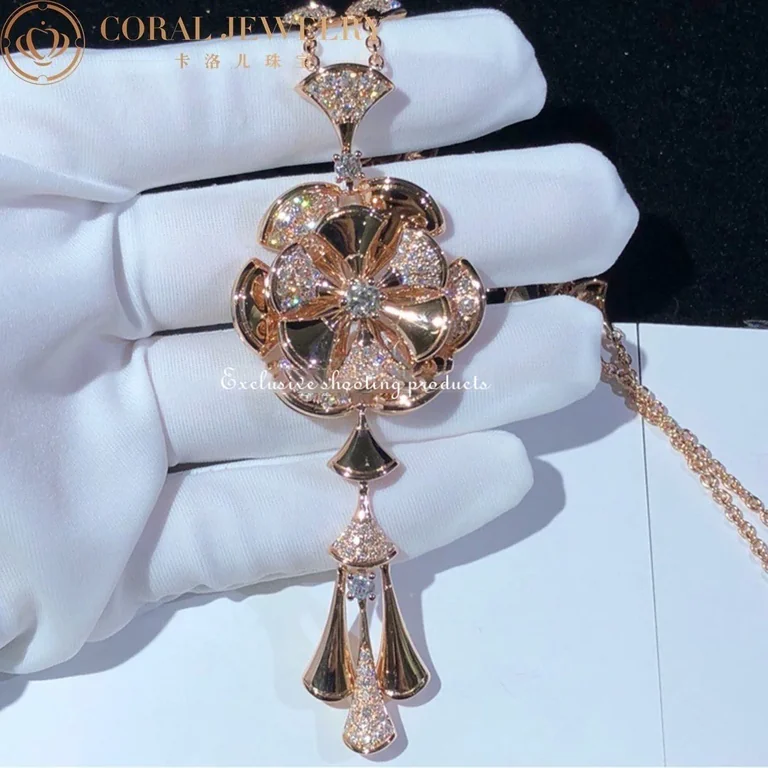 Bulgari Divas? Dream CL856457 Necklace Rose Gold Set Diamonds Flower Necklace 5