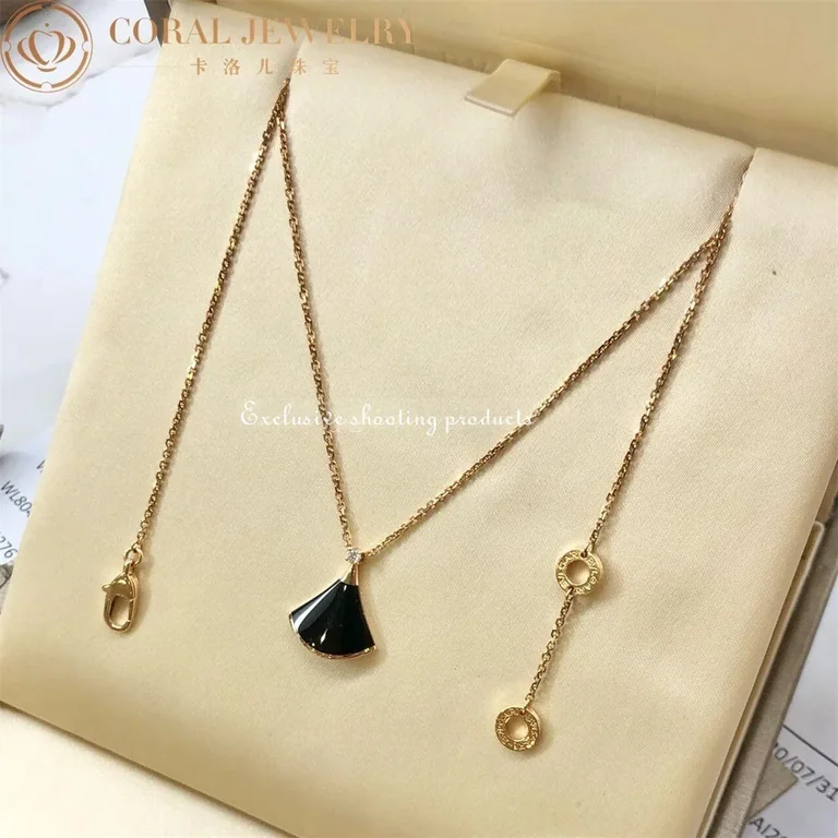 Bulgari Divas? Dream 350582 Necklace Rose Gold Onyx and Diamonds 7