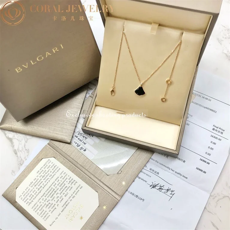Bulgari Divas? Dream 350582 Necklace Rose Gold Onyx and Diamonds 6