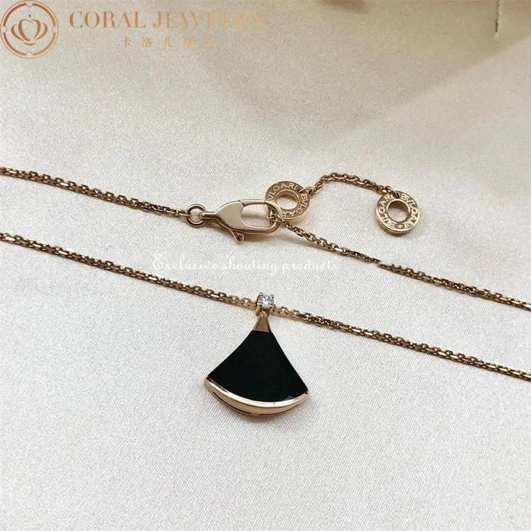 Bulgari Divas? Dream 350582 Necklace Rose Gold Onyx and Diamonds 5