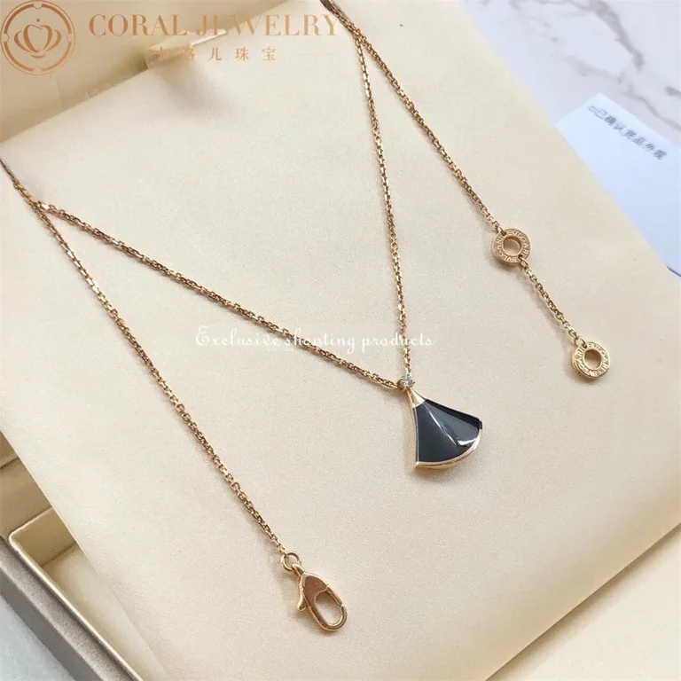 Bulgari Divas? Dream 350582 Necklace Rose Gold Onyx and Diamonds 4