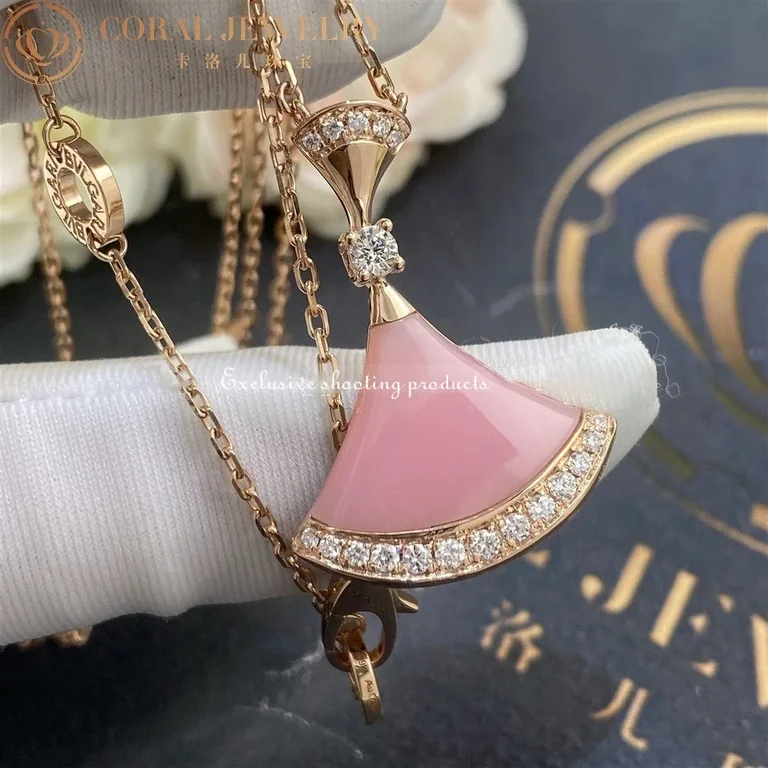 Bulgari Divas? Dream 354340 Necklace Rose Gold Pink Opal and Diamonds 2