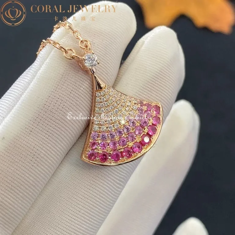 Bulgari Divas? Dream 358436 Necklace Rose Gold Sapphires and Diamonds 7