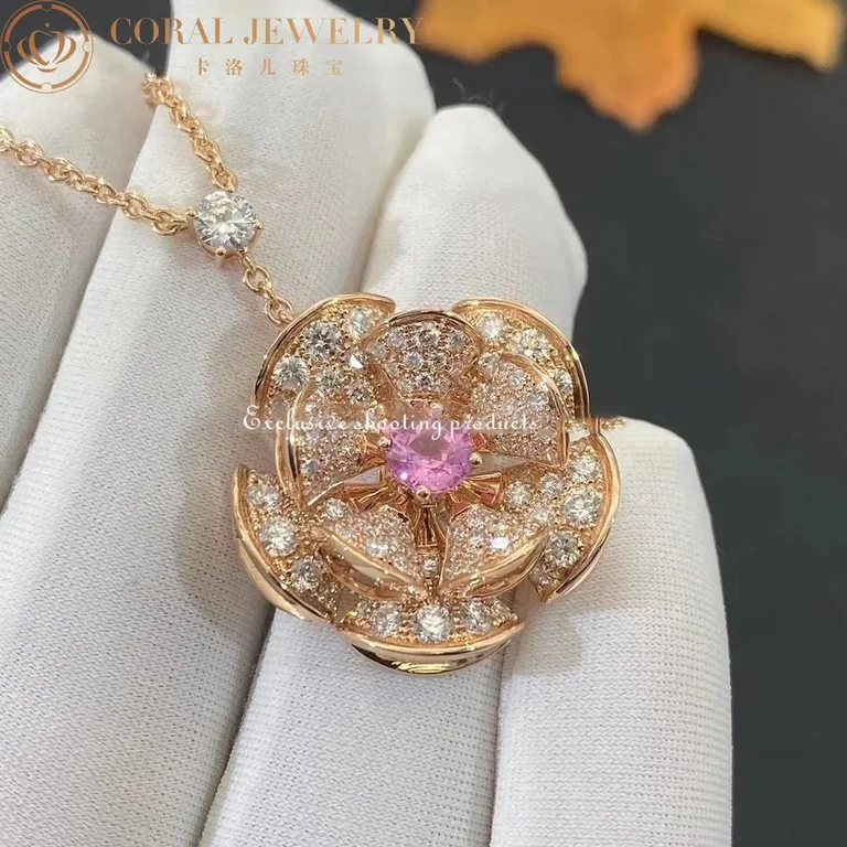 Bulgari Divas? Dream 352628 Necklace Rose Gold Set Diamonds and Sapphire CL857523 8