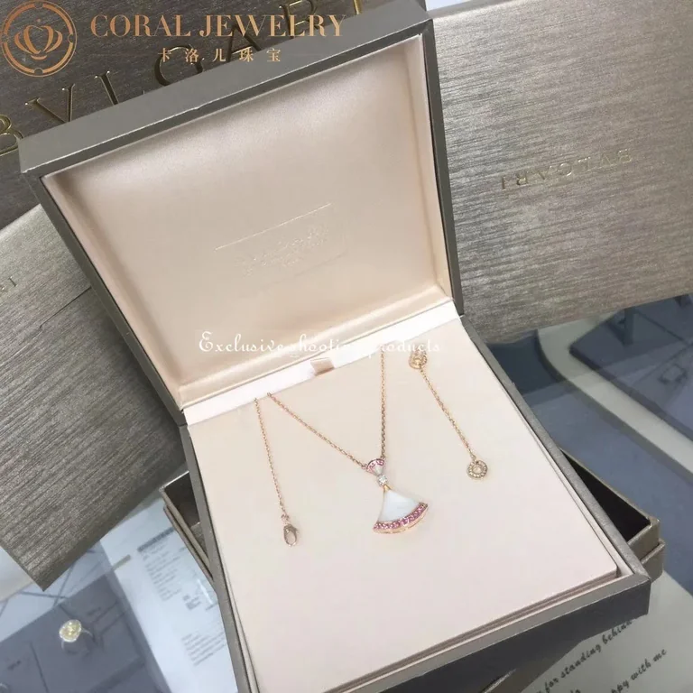 Bulgari Divas? Dream 357220 Necklace Rose Gold Mother-of-pearl and Pink Sapphires 7
