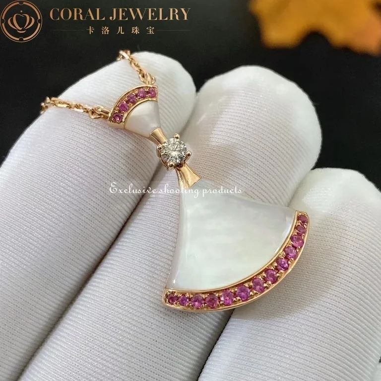 Bulgari Divas? Dream 357220 Necklace Rose Gold Mother-of-pearl and Pink Sapphires 5