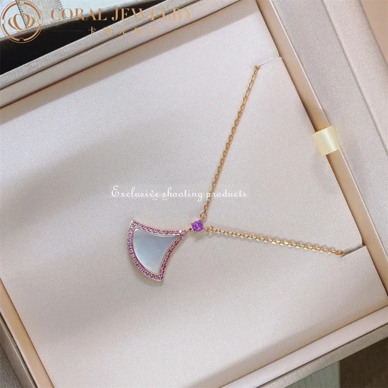 Bulgari Divas? Dream 359938 Necklace Rose Gold Mother-of-pearl and Pink Sapphires 13