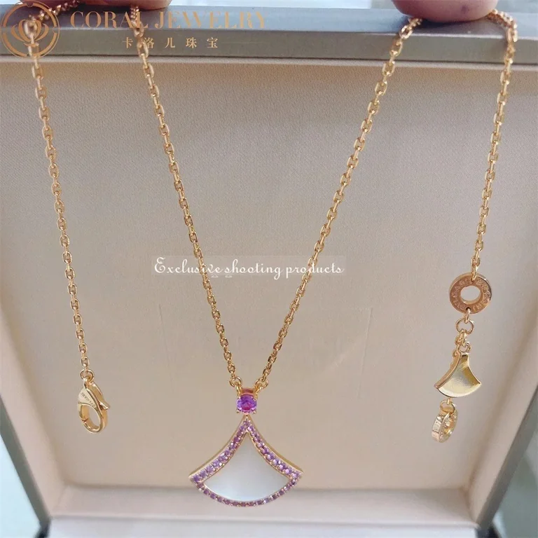 Bulgari Divas? Dream 359938 Necklace Rose Gold Mother-of-pearl and Pink Sapphires 11