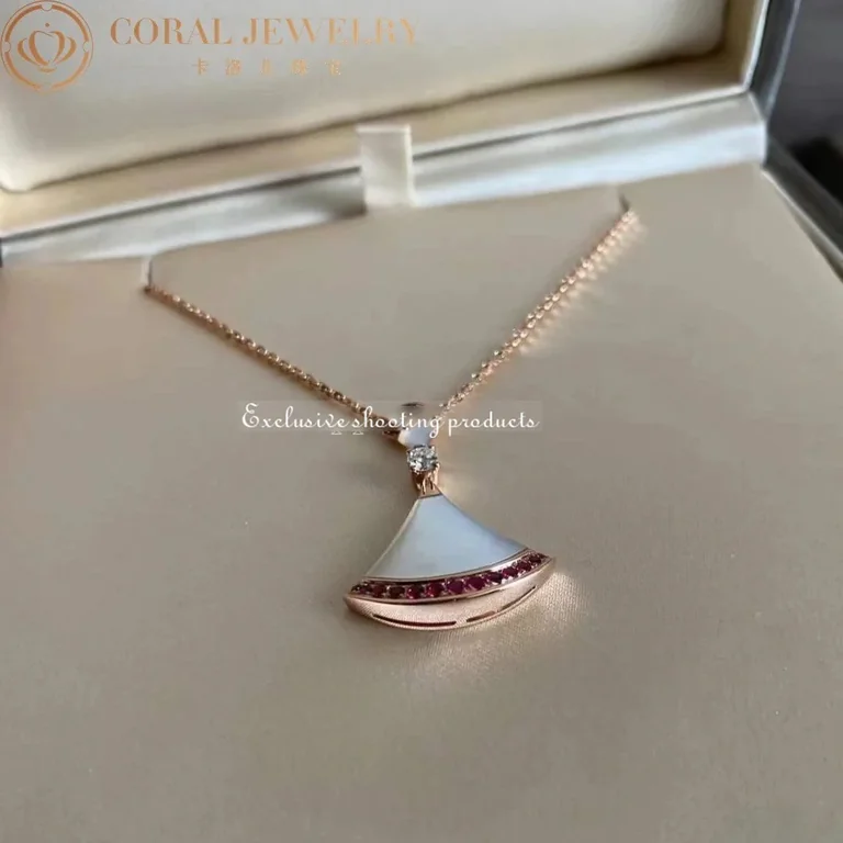 Bulgari Divas? Dream 358122 Necklace Rose Gold Mother-of-pearl and Rubies 5