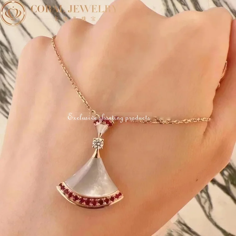 Bulgari Divas? Dream 358122 Necklace Rose Gold Mother-of-pearl and Rubies 3