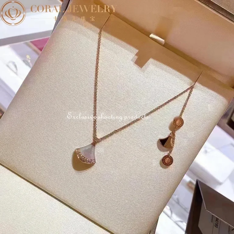 Bulgari Divas? Dream 358365 Necklace Rose Gold Mother-of-pearl and Diamonds 5