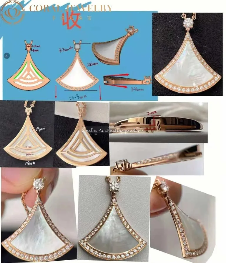 Bulgari Divas? Dream 358671 Necklace Rose Gold Mother-of-pearl and Diamonds 14