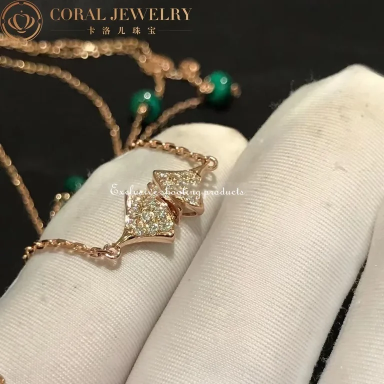 Bulgari Divas? Dream 358222 Necklace Rose Gold Malachite and Diamonds 9