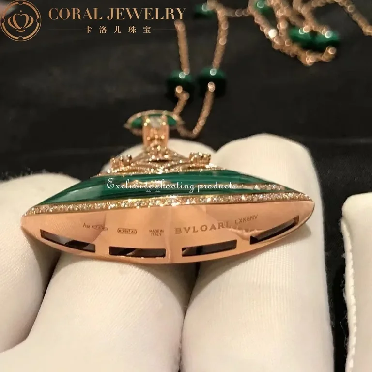 Bulgari Divas? Dream 358222 Necklace Rose Gold Malachite and Diamonds 8