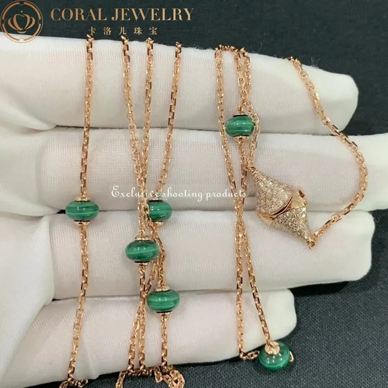 Bulgari Divas? Dream 358222 Necklace Rose Gold Malachite and Diamonds 3