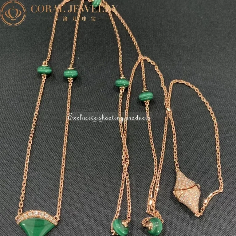 Bulgari Divas? Dream 358222 Necklace Rose Gold Malachite and Diamonds 2