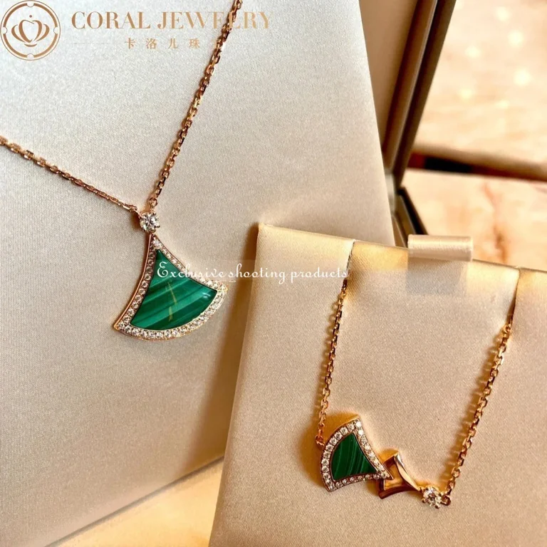 Bulgari Divas? Dream 358893 Necklace Rose Gold Malachite and Diamonds 9