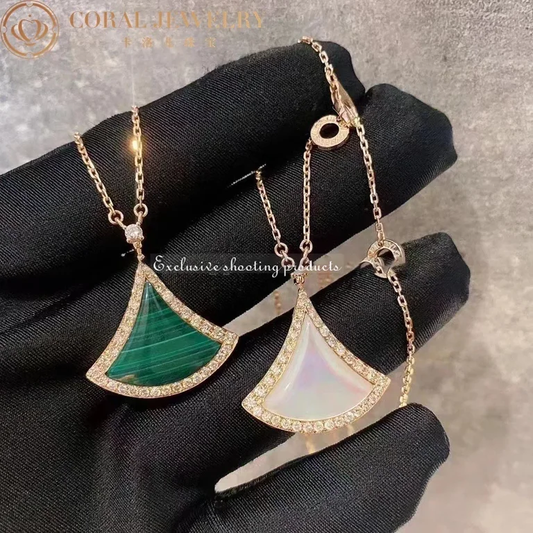 Bulgari Divas? Dream 358893 Necklace Rose Gold Malachite and Diamonds 6