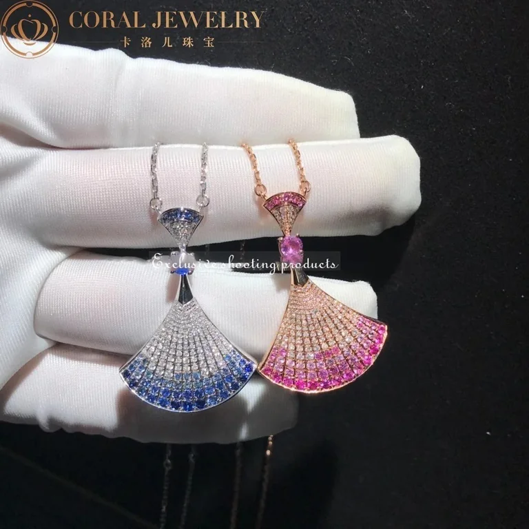 Bulgari Divas? Dream 358114 Necklace Rose Gold Central and Sapphires and Diamonds 13