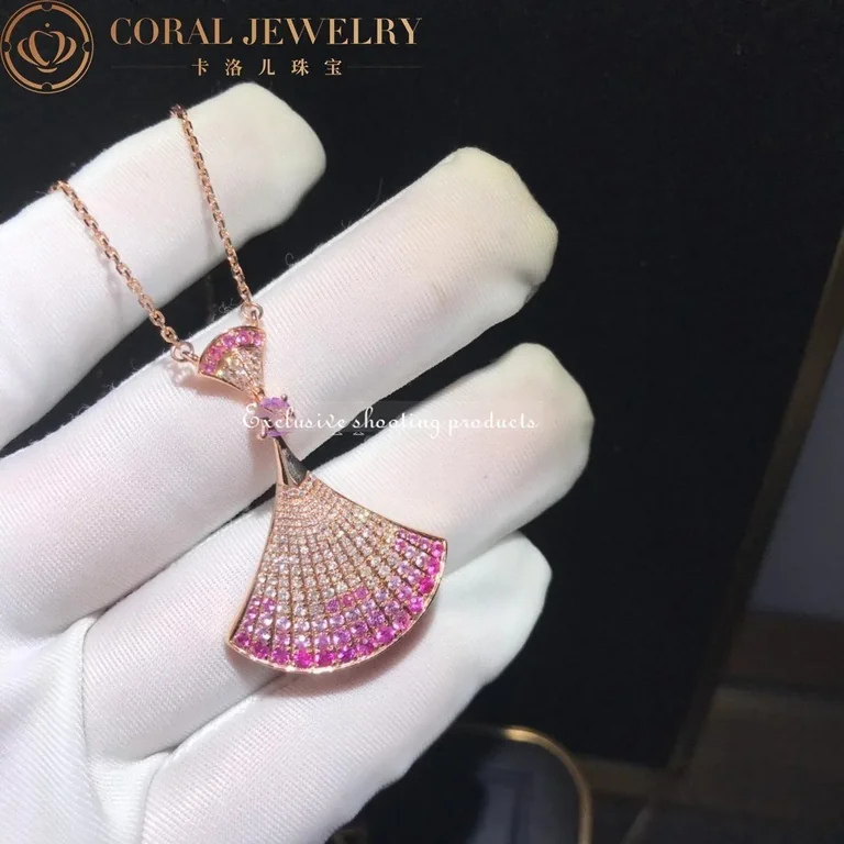 Bulgari Divas? Dream 358114 Necklace Rose Gold Central and Sapphires and Diamonds 12