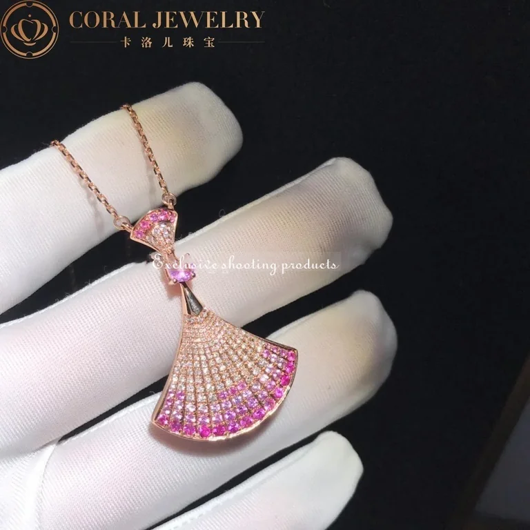 Bulgari Divas? Dream 358114 Necklace Rose Gold Central and Sapphires and Diamonds 11