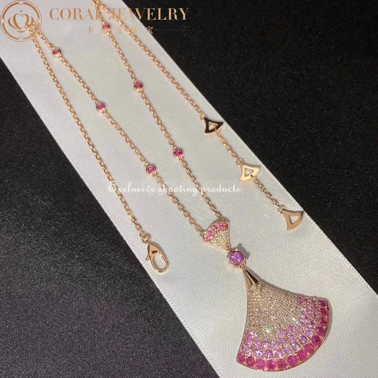 Bulgari Divas? Dream 358114 Necklace Rose Gold Central and Sapphires and Diamonds 10
