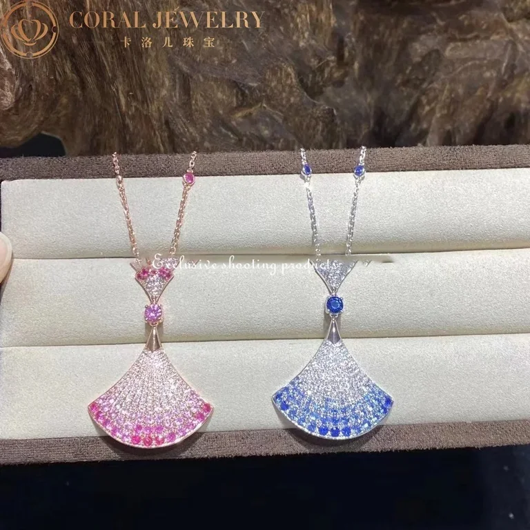 Bulgari Divas? Dream 358114 Necklace Rose Gold Central and Sapphires and Diamonds 8