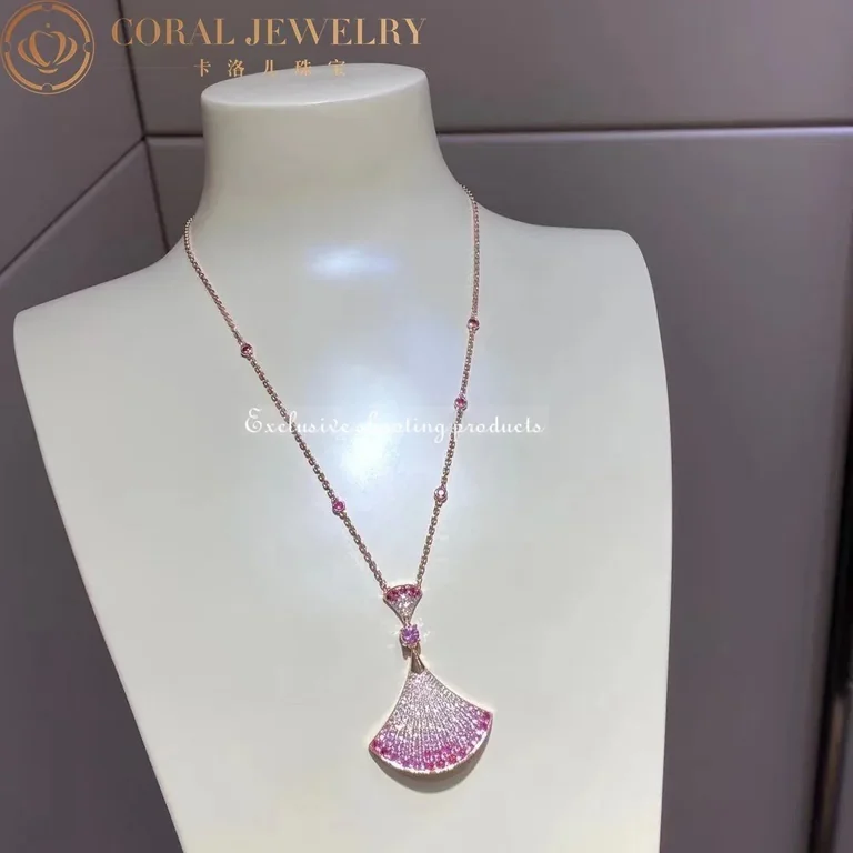 Bulgari Divas? Dream 358114 Necklace Rose Gold Central and Sapphires and Diamonds 6