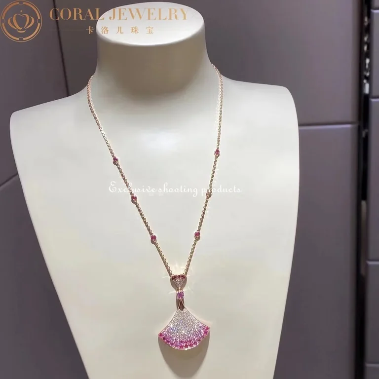 Bulgari Divas? Dream 358114 Necklace Rose Gold Central and Sapphires and Diamonds 5