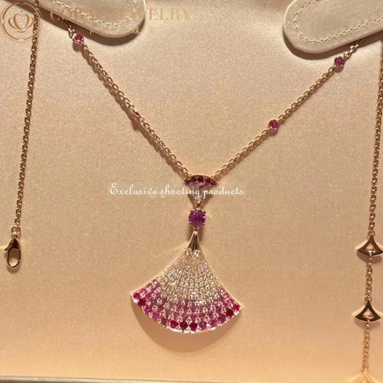 Bulgari Divas? Dream 358114 Necklace Rose Gold Central and Sapphires and Diamonds 4