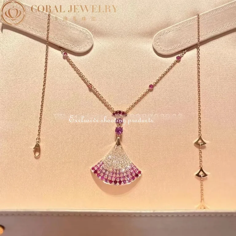 Bulgari Divas? Dream 358114 Necklace Rose Gold Central and Sapphires and Diamonds 2