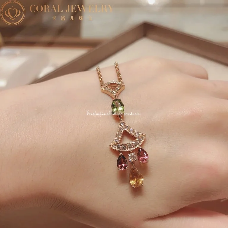 Bulgari Divas? Dream 355613 Necklace Rose Gold Citrine Peridot Pink Tourmaline 12