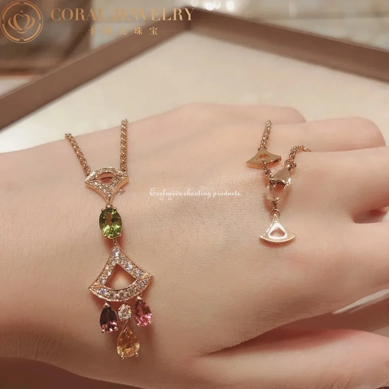 Bulgari Divas? Dream 355613 Necklace Rose Gold Citrine Peridot Pink Tourmaline 11