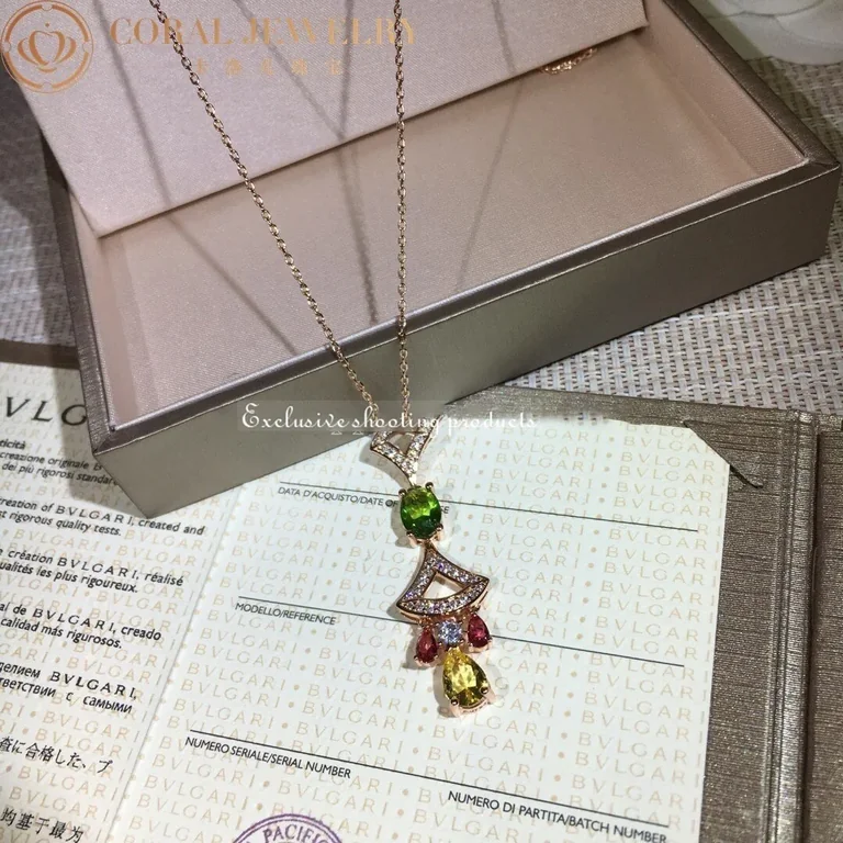 Bulgari Divas? Dream 355613 Necklace Rose Gold Citrine Peridot Pink Tourmaline 8